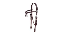 Tory Leather Brow Knot Headstall With Oklahoma Style Silver Trim