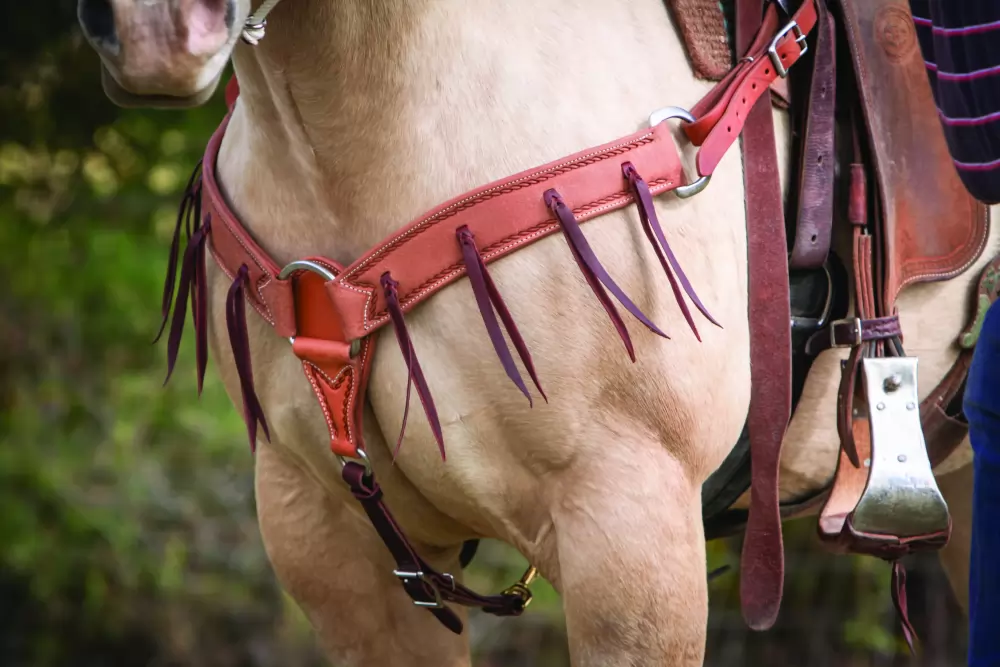 Wildfire Saddlery Leather Rough Out Breast Collar With Latigo Strings - Image 4