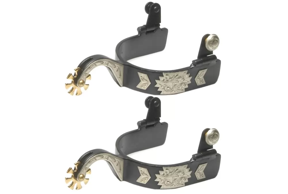 Jacks Gooseneck Spurs With Engraved German Gold And Silver Trim