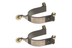 Jacks Roping Spurs With Engraved German Silver Trim #11048