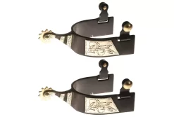 Jacks Roping Spurs With Engraved German Silver Trim #11033
