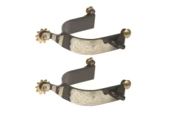 Jacks Roping Spurs With Engraved German Silver Trim #11043