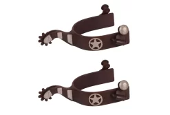 Jacks Spurs With Engraved German Silver Texas Ranger Star Trim