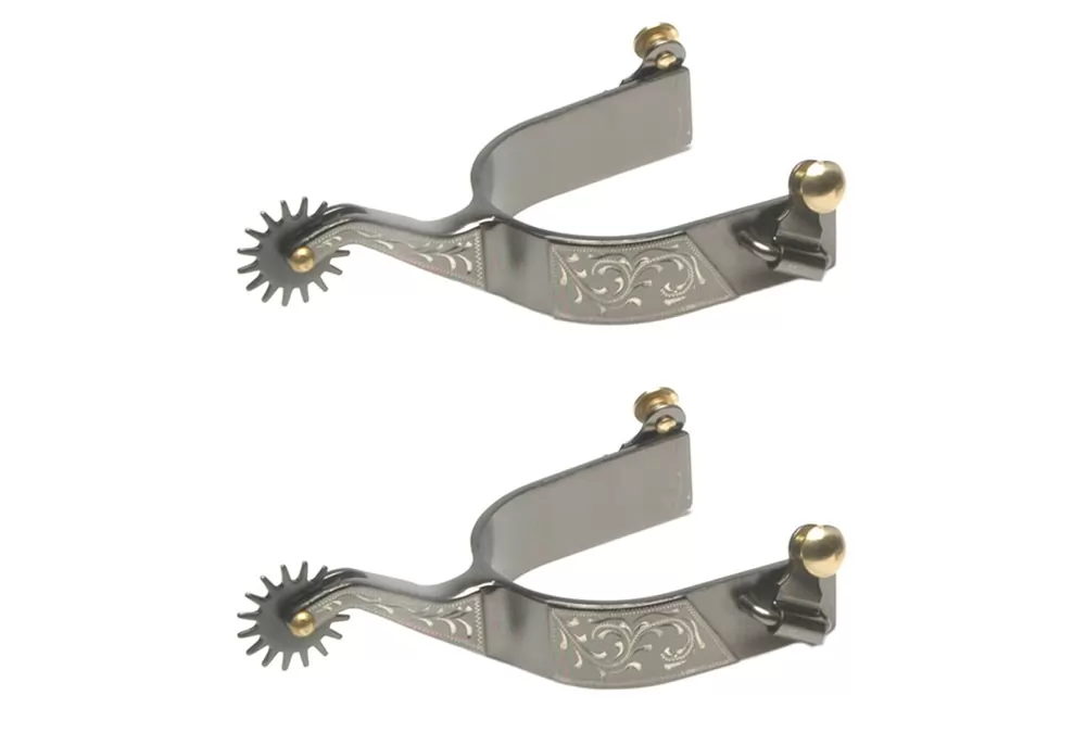 Jacks Rock Grinder Spurs With Engraved Floral Trim