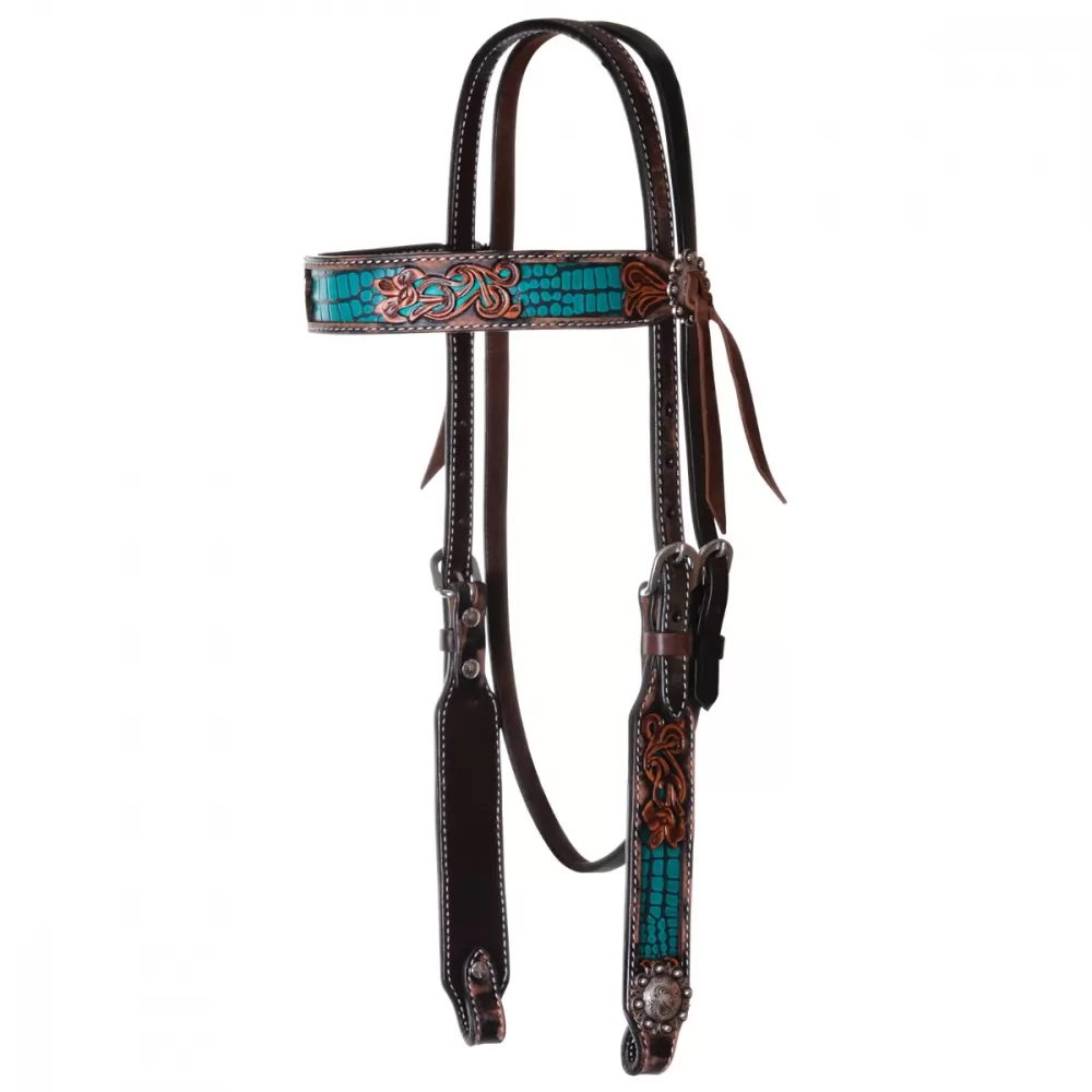 Circle Y Inlaid Filigree Browband Headstall - Image 4