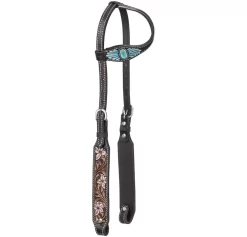 Silver Royal Faux Turquoise Stone And Flowers Ear Headstall