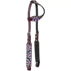 Silver Royal Purple And Blue Sunflower Ear Headstall