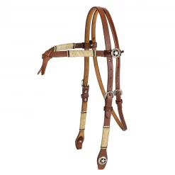 TABELO Cross Over Headstall With Rawhide & Star Concho