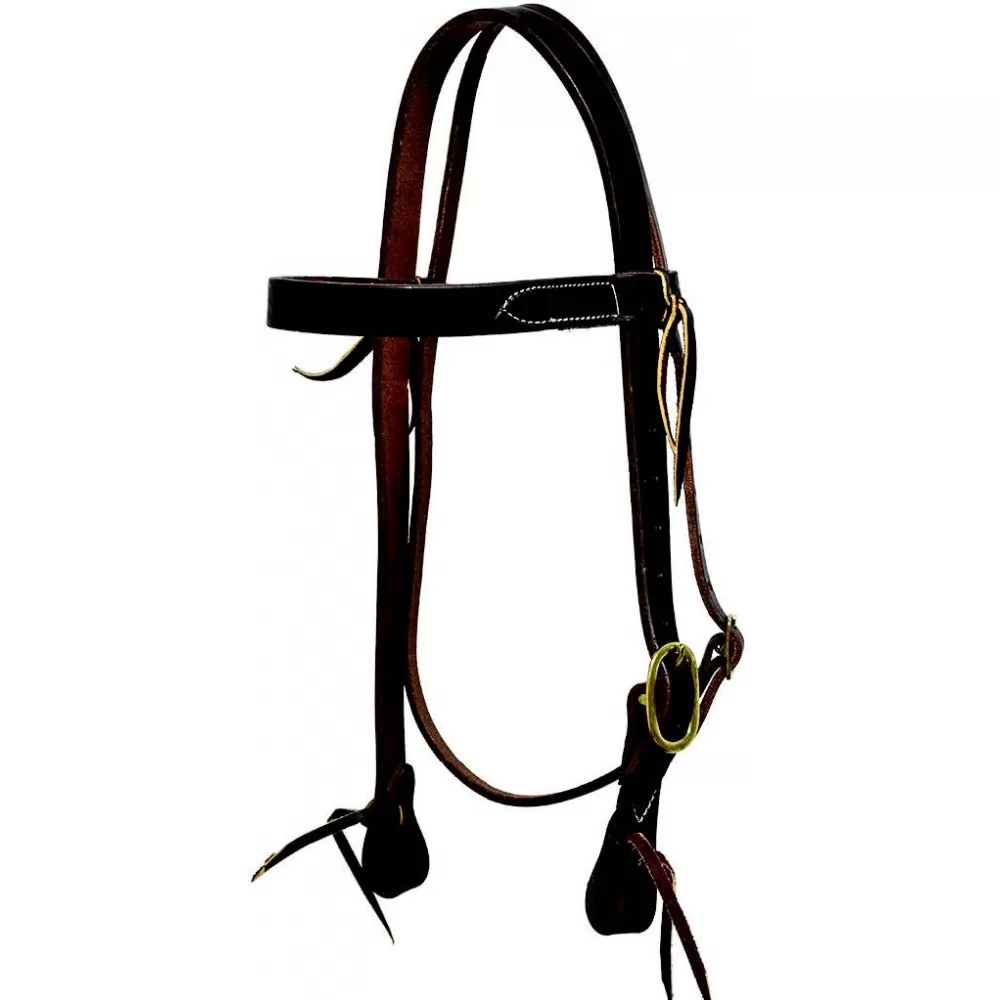 Mustang Browband Headstall Single Solid Brass Buckle With Tie Ends