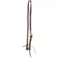 Mustang Slit Ear Headstall Single Solid Brass Buckle With Tie Ends