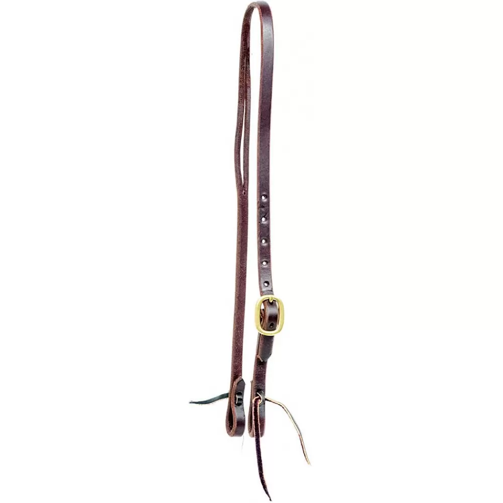 Mustang Slit Ear Headstall Single Solid Brass Buckle With Tie Ends