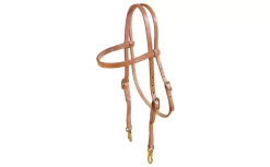 Tory Leather Browband Single Ply Training Headstall - Brass Snaps