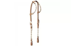 Royal King Rawhide/Ferruled Silver Double Ear Show Headstall