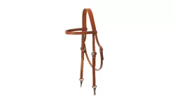Tory Leather Brow Band Training Headstall - Nickel Snap Ends