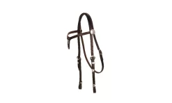 Tory Leather Brow Knot Headstall - 3-Piece Silver Buckle Set