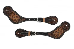 Weaver Cross Floral Tooled Men's Spur Straps
