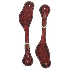 Weaver Mens Cross Floral Carved Spur Straps