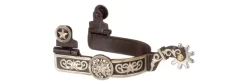 Kelly Silver Star Antique Brown Spurs With Engraved Star Overlay